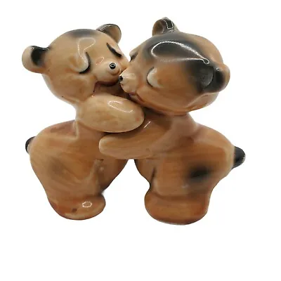 Vintage Van Tellingen Bear Hug Porcelain Tan Salt & Pepper Shakers Retro Kitsch  • $17.99