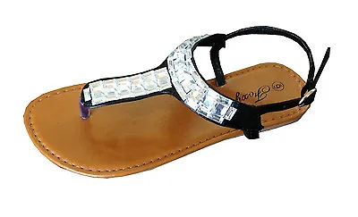 New  Ladies' T-Strap Jewel Gladiator Flat Sandals (8043) • $3.99