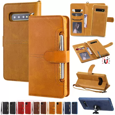  For Samsung S24 S23FE S21 S20 S10 Removable Magnetic Leather Wallet Case Cover • $20.99