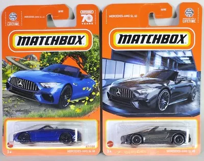 2 Car Lot - Matchbox Mercedes AMG SL 63 70 Years Blue 2023 Grey 2024 • $10.99