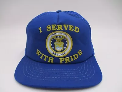 Vintage Air Force I Served With Pride Trucker Hat Cap Blue Snap Back • $14.24
