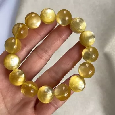 Natural Gold Lepidolite Quartz Kunzite Flash Clear Round Bead Bracelet 10mm AAAA • $46.80