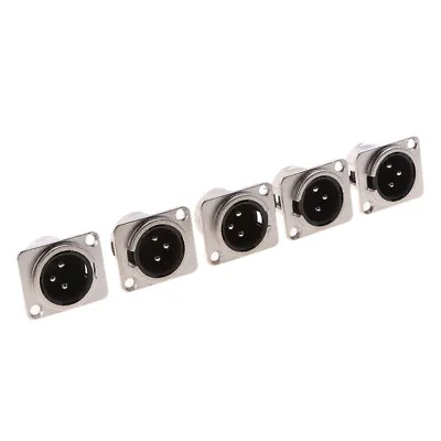 5pcs XLR 3pin Male   Panel Mount Chassis Socket Audio Video Mic Connector • £9.48