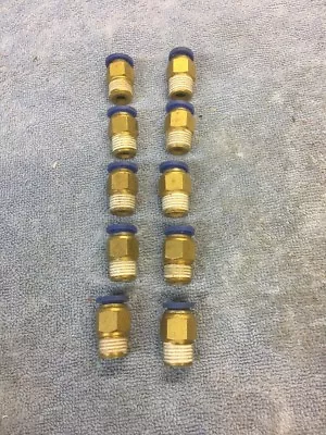Male 1/4” Npt By 5/16 Pneumatic Push To Connect Air Fitting . Lot Of 10 • $15.99