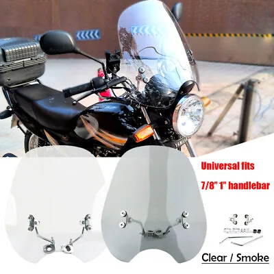 Universal 7/8'' 1'' Handlebars Motorcycle Windshield Windscreen For Harley Honda • $55