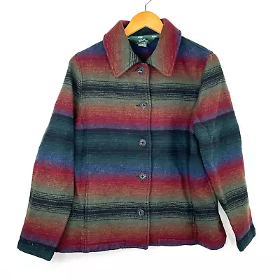 Vintage Womens Woolrich Striped Navajo Aztec Colorful  Jacket Sz XL • $40