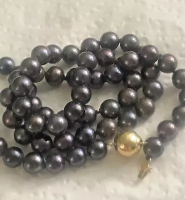 Vintage Genuine Black Pearl Necklace 9karat Bead Clasp C18  • $117.15
