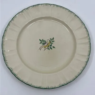 Vintage Leeds Masons Porcelain 10 1/8” Dinner Plate Bird Crimped Turquoise Rim • $20