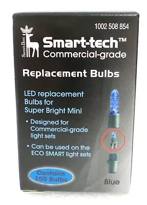 Santa's Best Smart-Tech ECO Smart 100ct 7mm LED Bulbs BLUE   997004HO  #54 • $17.99