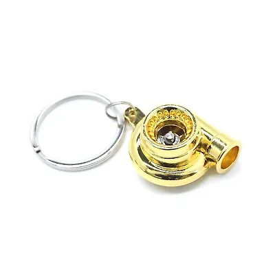 Gold Chrome Turbo Keychain Metal Spinning Turbocharger Automotive Fidget • $4.95