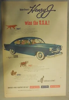 Kaiser Car Ad: Henry J Wins The USA Featuring 1950 Model • $20