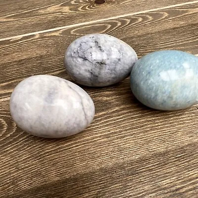 3 Marbled Polished Stone Egg • $59.62