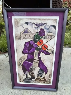 Green Violinist Marc Chagall Oil On Canvas 78x42 3/4 Certified Framed Printed • $300