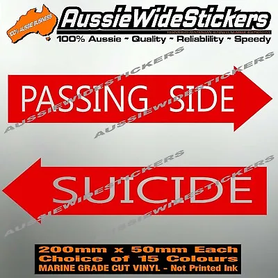 PASSING SIDE SUICIDE RV Camping Caravan Trailer Truck Accessories Stickers 200mm • $7.50