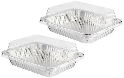 £6.99 • Buy 2 Large Foil Serving Dish Trays WITH PLASTIC LID COVER Catering Aluminium Tray