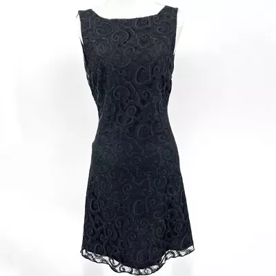 Versus Versace Womens 42 US 6 Black Lace LBD Scoop Back Dress Asymmetric Hem • $89.99