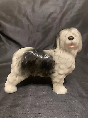 Vintage 50s/60s Melba Ware Old English Sheepdog Pottery Dulux Dog Black White 9  • £17.99