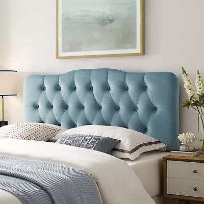 Modway Annabel Diamond Tufted Performance Velvet Full Headboard In Light Blue • $118.46