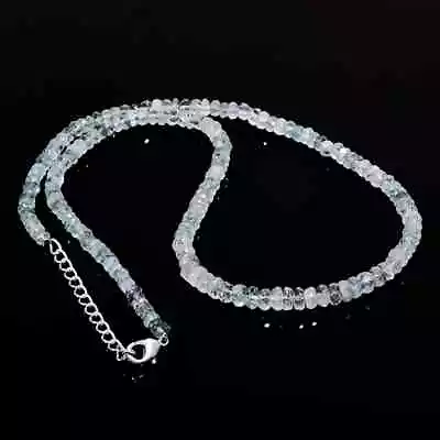 Natural Aquamarine Beads Necklace 3-4mm Rondelle Beaded Aquamarine Necklace 18  • $24.99