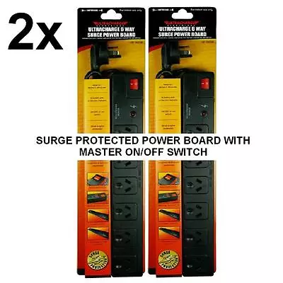 2 X New 6 Way Surge Protector Power Board 6 Outlets With Master On / Off Switch • $39.39