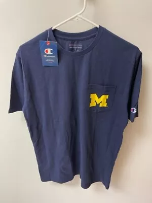 U Of M Michigan Wolverines Blue T Shirt Medium Champion • $3.99