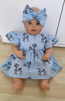 Baby Annabell Or 17 To 19 Inch Dolls 2 Piece Blue Baby Deer Dress Set (3) • £7.49