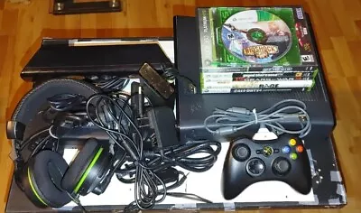 Xbox 360 S 250gb Console Kinect Sensor 6 Games 1 Controller Charger + Headset • $80