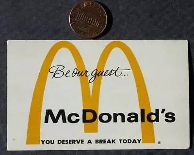 1970s Lexington Kentucky McDonald's Grounded Arches Logo Free Meal Coupon Card-- • $9.99