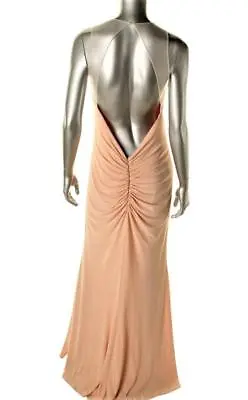 MIGNON $339 Blush Pink Sequined OPEN BACK FORMAL GOWN PAGEANT DRESS SZ 2 • $49.99