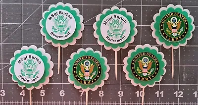 Army Cupcake Toppers 12 Personalized Military Retirement Boot Camp Birthday Part • $7.99