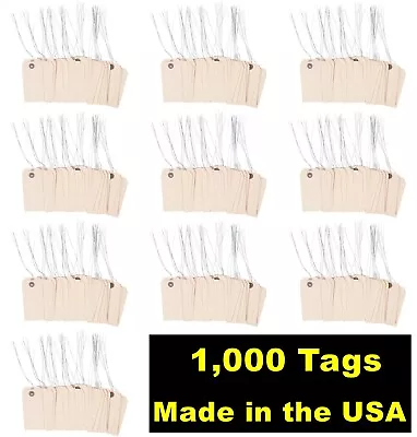 1000- 3 3/4  X 1 7/8  Size 3 Manila Inventory Shipping Hang Tags With Wire 13 Pt • $49.95