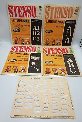 Lot: Vintage 1964 1965 Dennison Stenso Stencil Lettering Guide Letter Number Map • $31.99