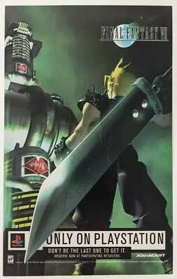 Final Fantasy VII Print Ad Game Poster Art PROMO Official PlayStation PS1 FF7 7 • $13.99