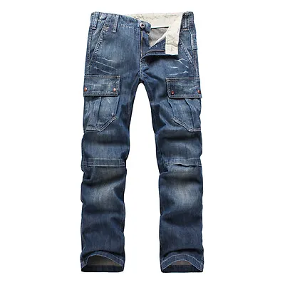 FOX JEANS Men's Monroe Regular Fit Straight Blue Denim Mens Cargo Jeans SIZE 40 • $37.96