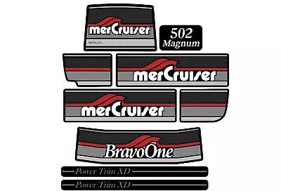 1986-1998 Mercury Mercruiser Bravo One Sticker Decal Set 502 Magnum Trim Gray • $16.99