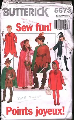 5673 Butterick Vintage SEWING Pattern Girls Halloween Costumes Devil Jester • $5.59