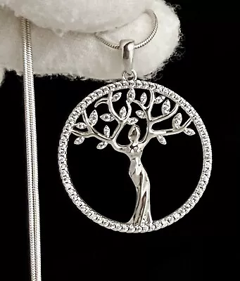 Sterling Silver Tree Of Life Large Pendant Snake Chain 20” Necklace 925Ladies 9g • $42