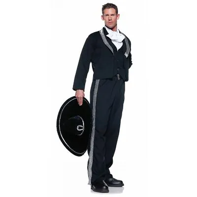 Mariachi Adult Costume Mexican Singer Band Mens Performer Black Cosplay Outfit • $64.12