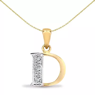 9ct Gold Mersham Jewels Diamond Identity Initial ID Charm Pendant Letter D • £87.99