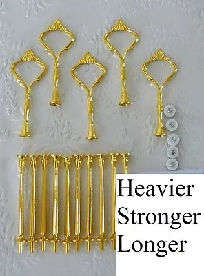 Cake Stand Fittings HEAVY 5 X 3 Tier GOLD CROWN Centre Plate Rods Handle DIY • $31.99