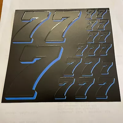 Matte Black-w/Gloss Blue #7’s Racing Numbers Vinyl Decal Sheet Rc - Tamiya L Fg • $15.37