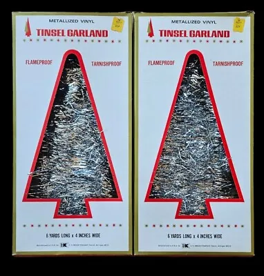 2 Vintage Tinsel Garland Kresge 6 Yds Each Christmas Tree Silver Decor Unused? • $15