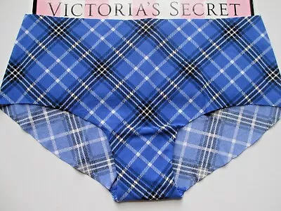 VICTORIA'S SECRET PINK No Show Blue Plaid Hipster Panty S M L XL Azure Allure VS • £14.45