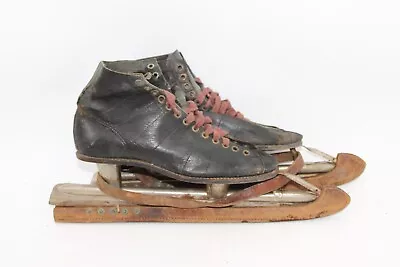 Vintage Goodyear Stitched Black Mens/Womens Figure Ice Skates Leather Antique • $53.12