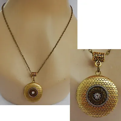 $16.99 • Buy Heart Gold Necklace Locket Pendant Handmade Pill Box Stash New Steampunk Love