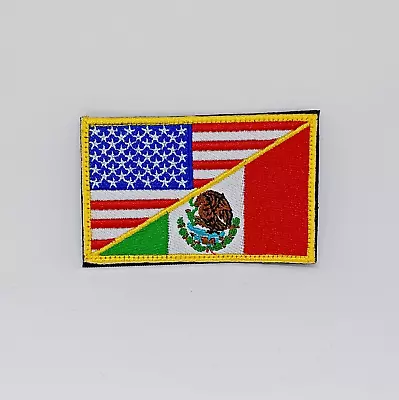 USA Mexico Friendship Flag Country US Mexican Embroidered Hook And Loop Patch • $6.99