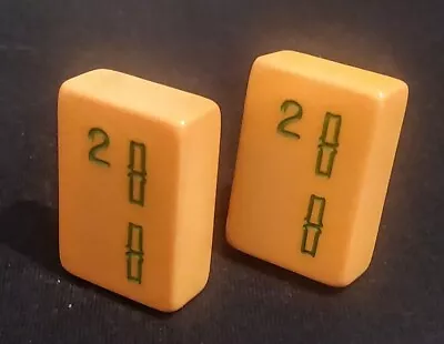 Vintage Bakelite Mahjong Mah Kong Tile Clip Earrings • $12