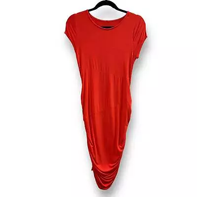 Liz Lange Size Small Orange Ruched Everyday Maternity Dress • $6.29
