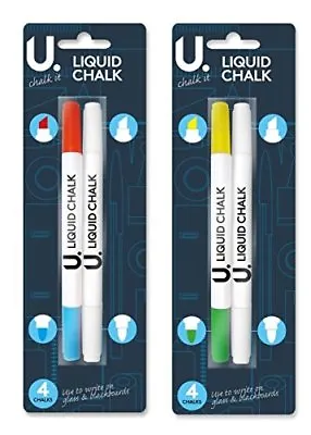 U.Chalk It - Liquid Chalk Pens Assorted Colours Double-Ended Blackboard Glass • £2.95