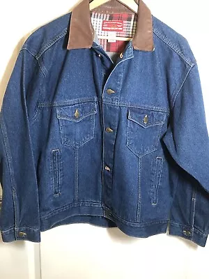 Marlboro Country Store Jacket Mens Large Blue Denim Trucker Cowboy Western Vtg • $16.95